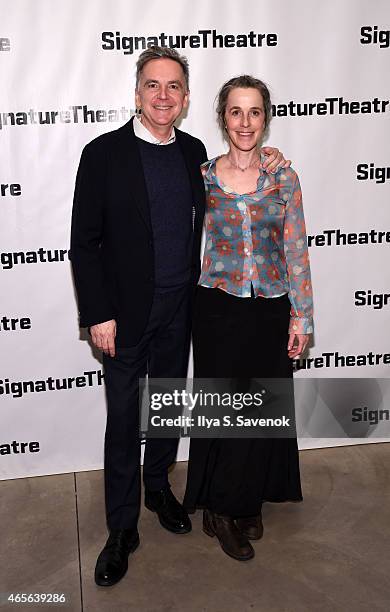 James Houghton and Naomi Wallace attend "The Liquid Plane" Opening Night Party at Signature Theatre Company's The Pershing Square Signature Center on...