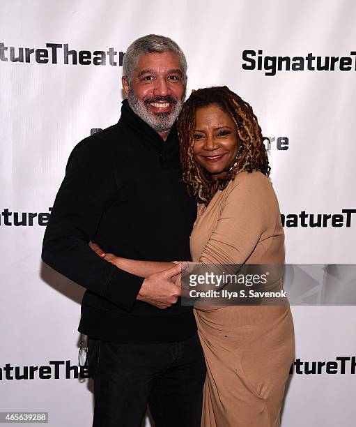 Peter Francis James and Tonya Pinkins attend "The Liquid Plane" Opening Night Party at Signature Theatre Company's The Pershing Square Signature...