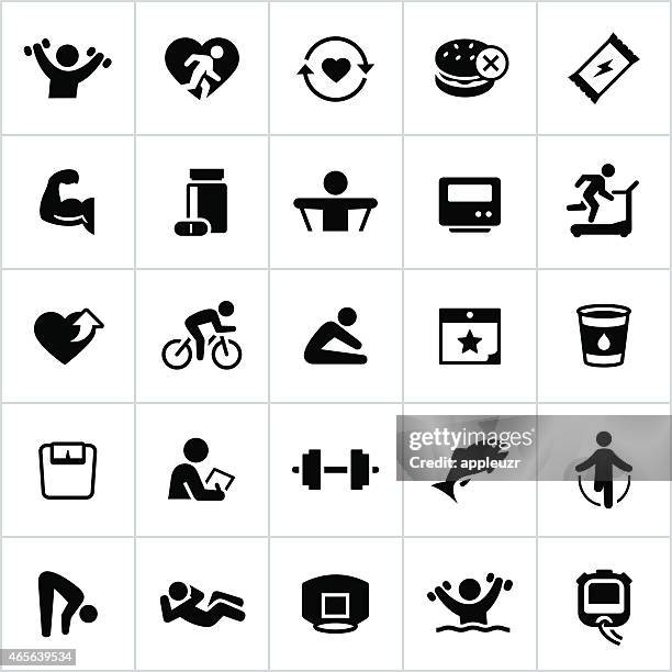 ilustraciones, imágenes clip art, dibujos animados e iconos de stock de negro iconos de salud y gimnasio - barra de cereal