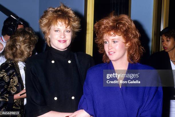 Actress Melanie Griffith and half-sister Tracy Griffith attend 1988 Presidential Campaign: Democratic Nominee Gary Hart's Campaign Benefit on April...