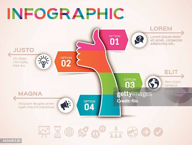 thumbs up social media flat design infographic - continuous-learning-icon stock illustrations
