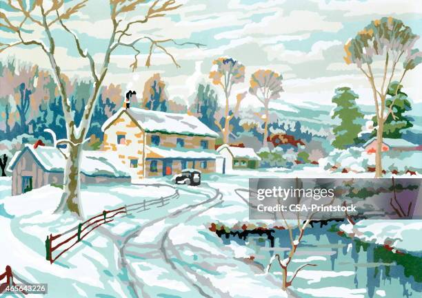 winter scene - cold outside stock illustrations