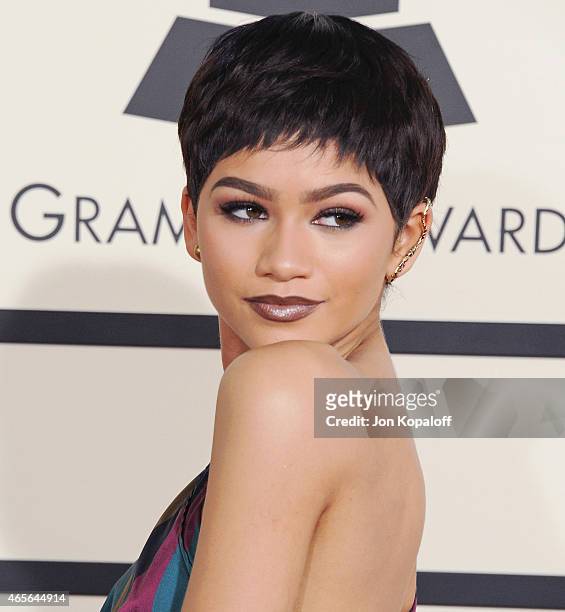 Singer Zendaya arrives at the 57th GRAMMY Awards at Staples Center on February 8, 2015 in Los Angeles, California.