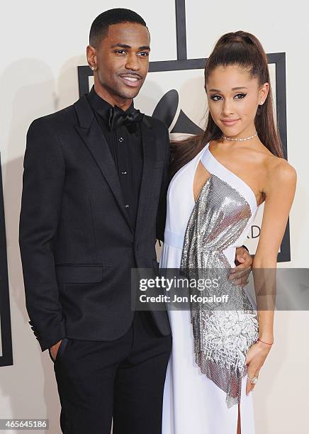 Big Sean and Ariana Grande arrive at the 57th GRAMMY Awards at Staples Center on February 8, 2015 in Los Angeles, California.