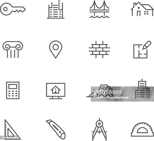 icon set, architecture - protractor stock illustrations