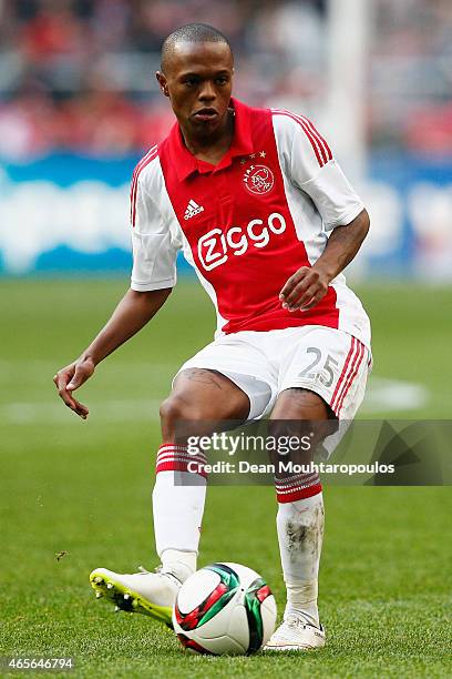 Thulani Serero of Ajax in action during the Dutch Eredivisie match between Ajax Amsterdam and SC Excelsior Rotterdam held at Amsterdam Arena on March...