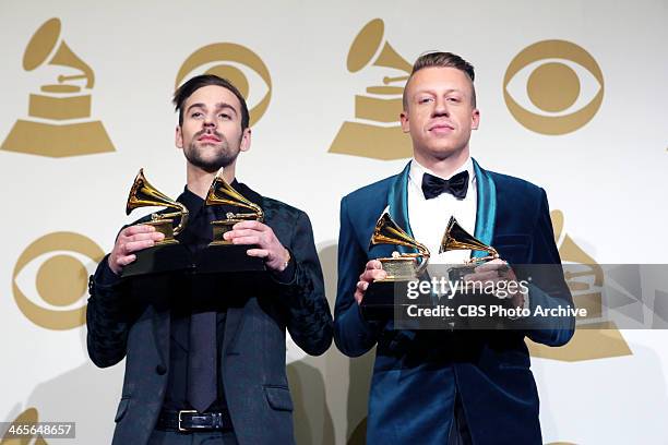 Winners Ryan Lewis and Macklemore during the THE 56TH ANNUAL GRAMMY AWARDS Sunday, Jan. 26 , at STAPLES Center in Los Angeles and will be broadcast...