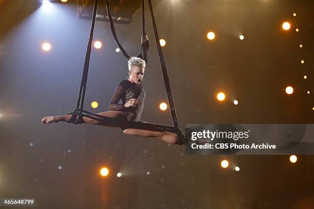 Pink performs during THE 56TH ANNUAL GRAMMY AWARDS music industry's premier event takes place Sunday, Jan. 26 at STAPLES Center in Los Angeles on the...