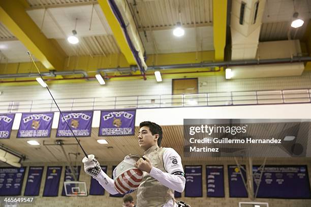 Fencing Invitational: Notre Dame Gerek Meinhardt during tournament at Coles Sports and Recreation Center. New York, NY 1/25/2014 CREDIT: Guillermo...