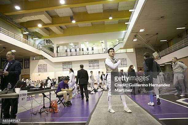 Fencing Invitational: Notre Dame Gerek Meinhardt during tournament at Coles Sports and Recreation Center. New York, NY 1/25/2014 CREDIT: Guillermo...