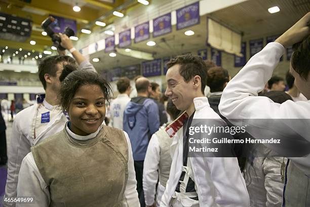 Fencing Invitational: Columbia Nzingha Prescod smiling during tournament at Coles Sports and Recreation Center. New York, NY 1/25/2014 CREDIT:...