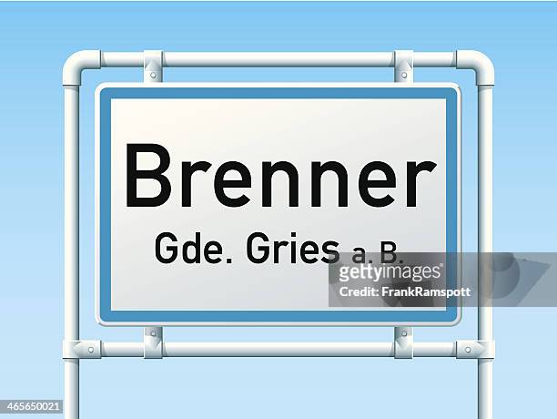 brenner österreich city road sign - brennerpass stock-grafiken, -clipart, -cartoons und -symbole