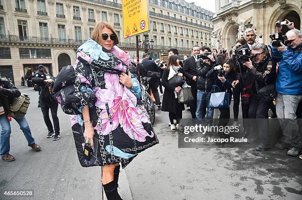 Anna Dello Russo arrives at Stella McCartney Fashion Show during Paris Fashion Week Fall Winter 2015/2016 on March 9, 2015 in Paris, France.