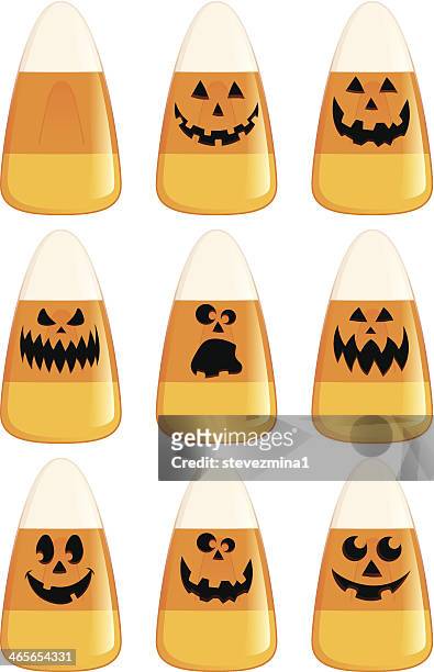 candy corn halloween pumpkin jack o' lantern vector illustration - candy corn stock illustrations