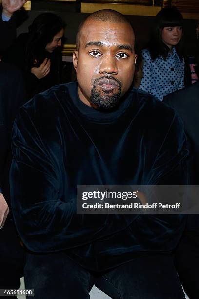 Singer Kanye West attends the Stella McCartney show as part of the Paris Fashion Week Womenswear Fall/Winter 2015/2016 on March 9, 2015 in Paris,...
