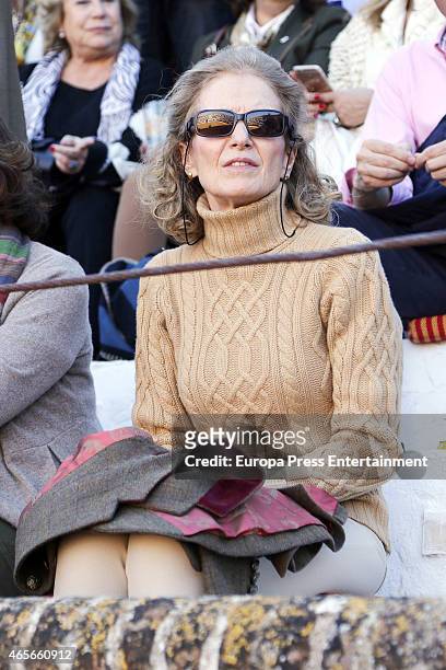 Duchess of Fernandina, Pilar Medina Sidonia attends a bullfight fair on March 7, 2015 in Olivenza, Spain.