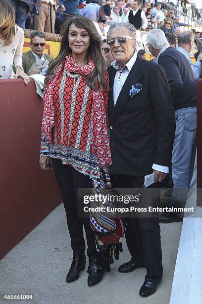 Mari Angeles Grajal and Jaime Ostos attend a bullfighting at Olivenza Fair on March 8, 2015 in Olivenza, Spain.