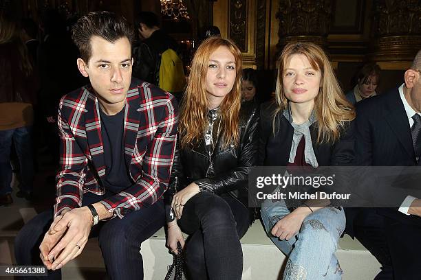 Mark Ronson, Josephine de la Baume and Melanie Thierry attend the Stella McCartney show as part of the Paris Fashion Week Womenswear Fall/Winter...