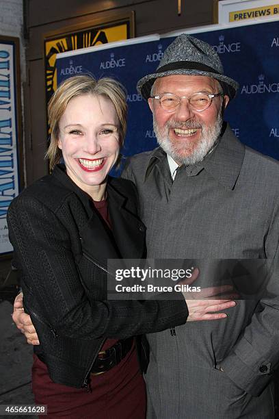 Charlotte d'Amboise and Walter Bobbie pose at the Opening Night of "The Audience" on Broadway at The Gerald Schoenfeld Theatre on March 8, 2015 in...