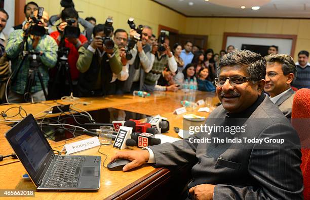 Union Minister for Communications and Information Technology, Ravi Shankar Prasad launch the Contest for PMO Mobile App development in New Delhi.