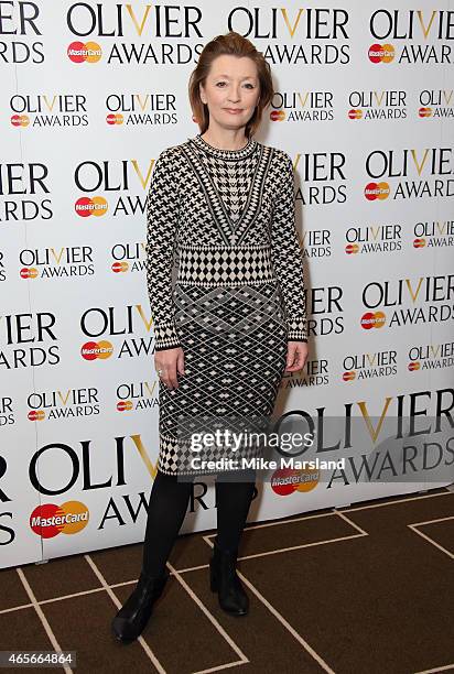 Lesley Manville attends the nominations photocall for the Olivier Awards at Rosewood London on March 9, 2015 in London, England.