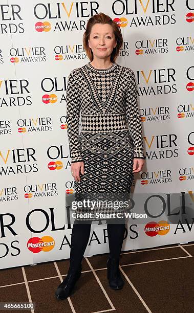 Lesley Manville attends the nominations photocall for the Olivier Awards at Rosewood London on March 9, 2015 in London, England.