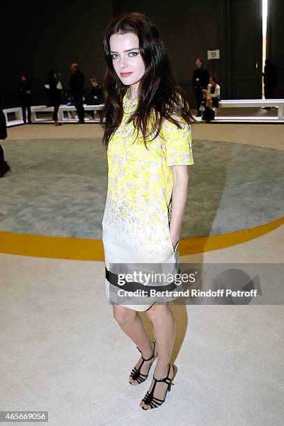 Actress Roxane Mesquida attends the Giambattista Valli show as part of the Paris Fashion Week Womenswear Fall/Winter 2015/2016 on March 9, 2015 in...