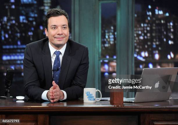 Jimmy Fallon hosts "Late Night With Jimmy Fallon" at Rockefeller Center on January 28, 2014 in New York City.