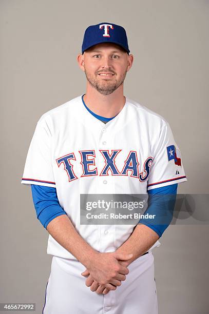 Matt Harrison of the Texas Rangers poses during Photo Day on Monday, March 2, 2015 at Surprise Stadium in Surprise, Arizona.