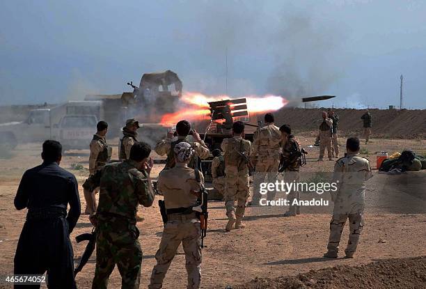 Rocket is fired targeting Daesh positions in the village of Mula Abdullah as Kurdish peshmerga troops launch offensive on Daesh in Kirkuk's south,...