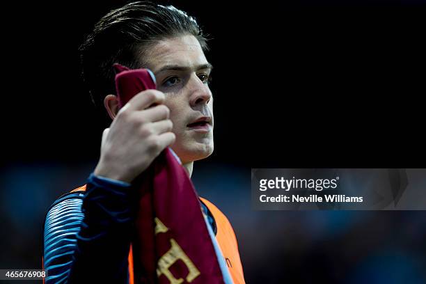 Jack Grealish of Aston Villa during the FA Cup FA Cup Quarter Final match between Aston Villa and West Bromwich Albion at Villa Park on March 07,...