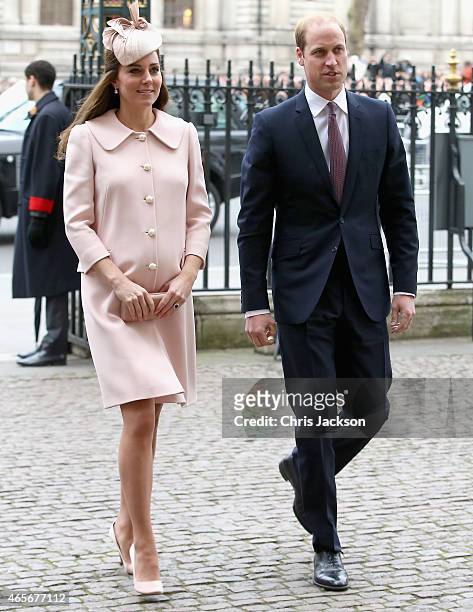 Catherine, Duchess of Cambridge and Prince William, Duke of Cambridge attend the Observance for Commonwealth Day Service At Westminster Abbey on...