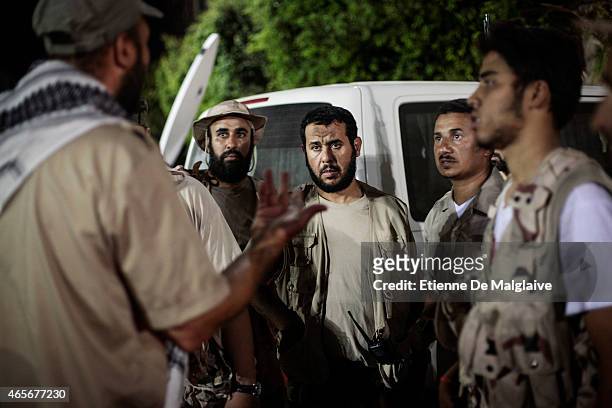 Rebels Military Commander Commander Abdelhakim Belhadj gives instructions to his troops for securing the Green Square in August 22, 2011 in...