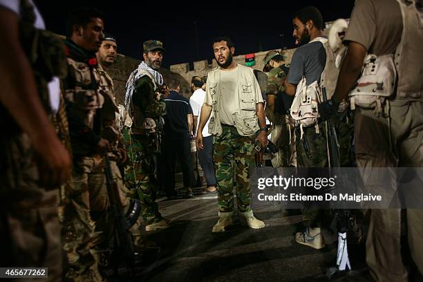 Rebels Military Commander Commander Abdelhakim Belhadj gives instructions to his troops for securing the Green Square in August 22, 2011 in...