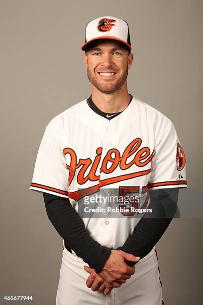 Jayson Nix of the Baltimore Orioles poses during Photo Day on Sunday, March 1, 2015 at Ed Smith Stadium in Sarasota, Florida.