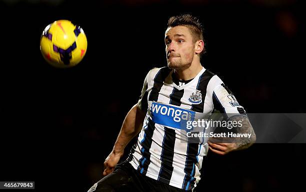 Mathieu Debuchy during the Barclays Premier League match between Norwich City and Newcastle United at Carrow Road on January 28, 2014 in Norwich,...