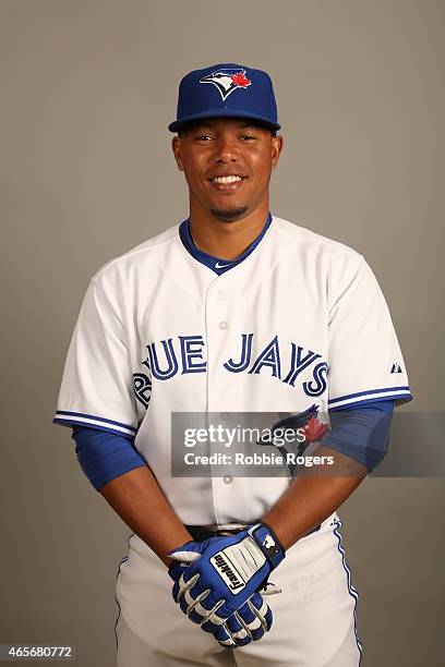 Ramon Santiago of the Toronto Blue Jays poses during Photo Day on Saturday, February 28, 2015 at Florida Auto Exchange Stadium in Dunedin, Florida.