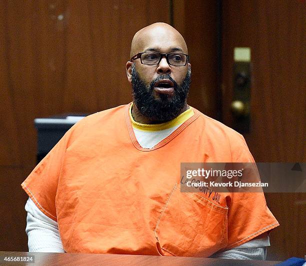 Marion "Suge" Knight appears for a hearing at the Clara Shortridge Foltz Criminal Justice Center March 9, 2015 in Los Angeles, California. The...