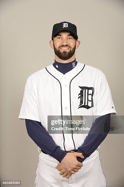 Josh Zeid of the Detroit Tigers poses during Photo Day on Saturday, February 28, 2015 at Joker Marchant Stadium in Lakeland, Florida.