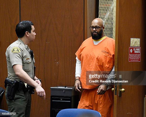 Marion "Suge" Knight appears at Clara Shortridge Foltz Criminal Justice Center March 9, 2015 in Los Angeles, California. The hearing was scheduled to...