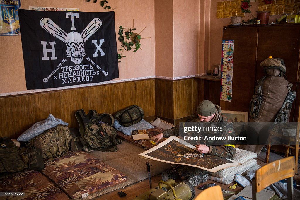 Ukrainian Soldiers Take A Break From The Frontline Near Mariupol