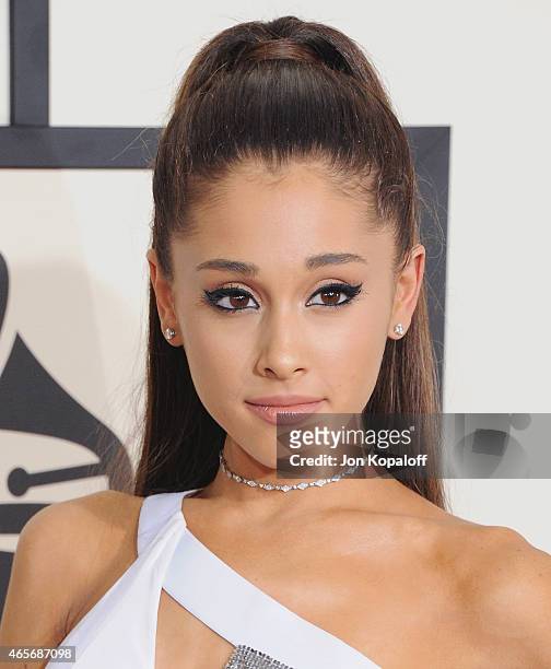 Singer Ariana Grande arrives at the 57th GRAMMY Awards at Staples Center on February 8, 2015 in Los Angeles, California.