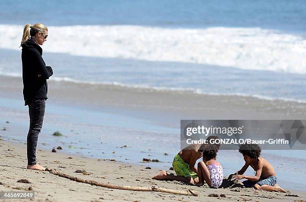 Heidi Klum and Martin Kristen are seen at the beach with her children, Henry Samuel, Johan Samuel and Lou Samuel on March 10, 2013 in Los Angeles,...