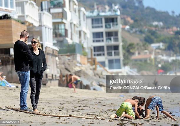 Heidi Klum and Martin Kristen are seen at the beach with her children, Henry Samuel, Johan Samuel and Lou Samuel on March 10, 2013 in Los Angeles,...