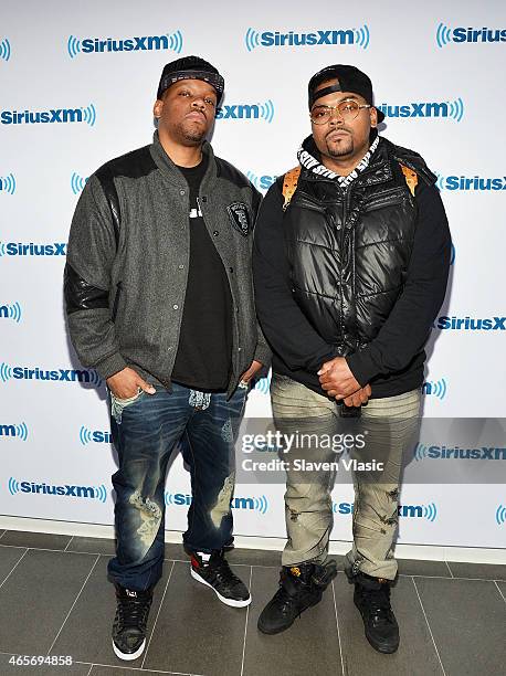 And Young RJ of Hip/Hop group "Slum Village" visit SiriusXM Studios on March 9, 2015 in New York City.