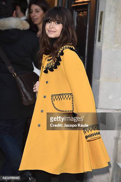 Miroslava Duma arrives at Sonia Rykiel Fashion Show during Paris Fashion Week Fall Winter 2015/2016 on March 9, 2015 in Paris, France.
