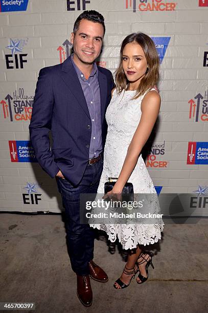 Actress Jessica Alba and producer Cash Warren attend Hollywood Stands Up To Cancer Event with contributors American Cancer Society and Bristol Myers...