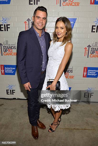 Actress Jessica Alba and producer Cash Warren attend Hollywood Stands Up To Cancer Event with contributors American Cancer Society and Bristol Myers...