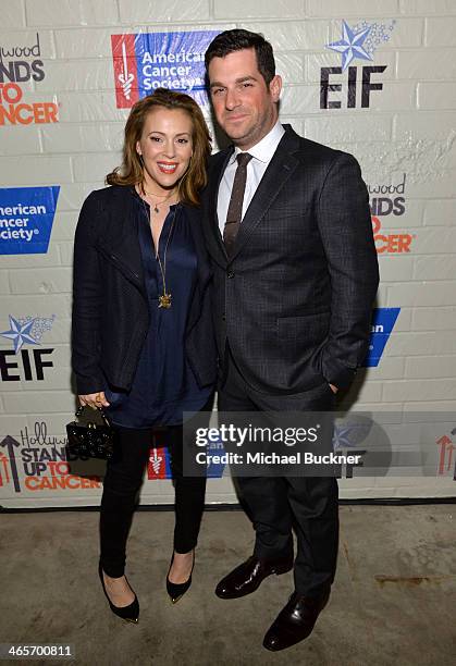 Actress Alyssa Milano and David Bugliari attend Hollywood Stands Up To Cancer Event with contributors American Cancer Society and Bristol Myers...