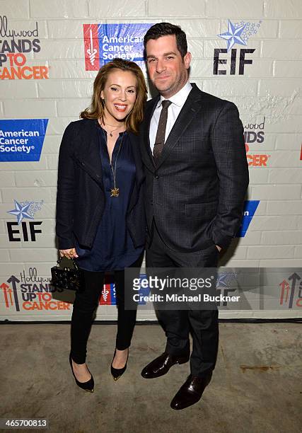 Actress Alyssa Milano and David Bugliari attend Hollywood Stands Up To Cancer Event with contributors American Cancer Society and Bristol Myers...